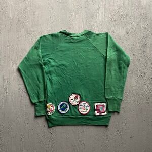 Vintage Girl Scout Patch Raglan Sweatshirt Unisex Small Green 80s Healthknit